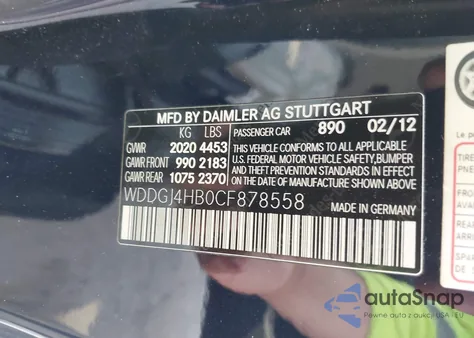 2012 Mercedes-Benz C 250 z USA, uszkodzony, nr VIN WDDGJ4HB0CF878558